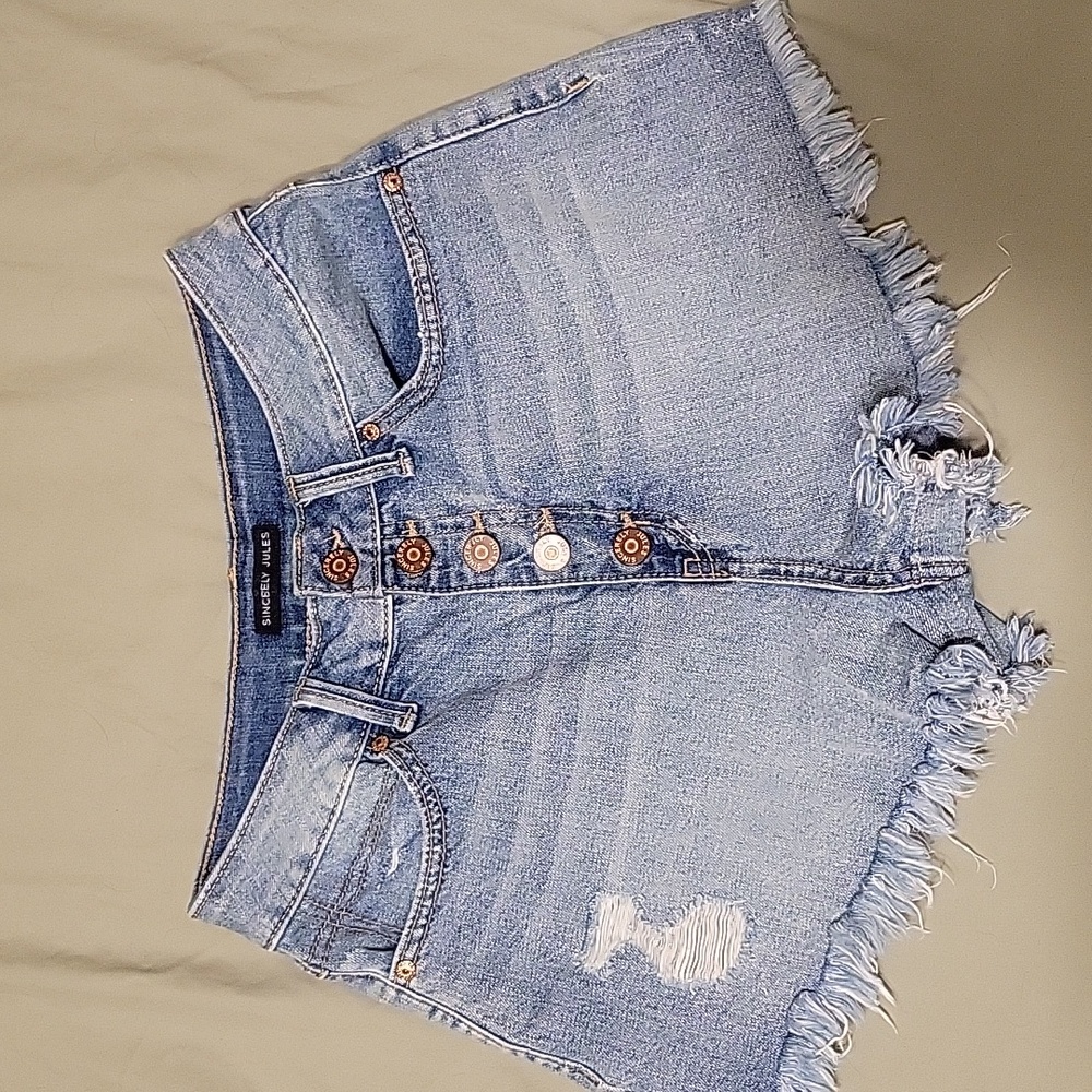 Buttonfly jean shorts